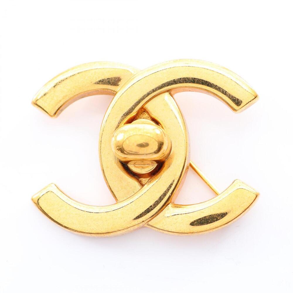 Chanel Coco Mark Brooch Accessory, Gold Plated (GP), Women's, Tone